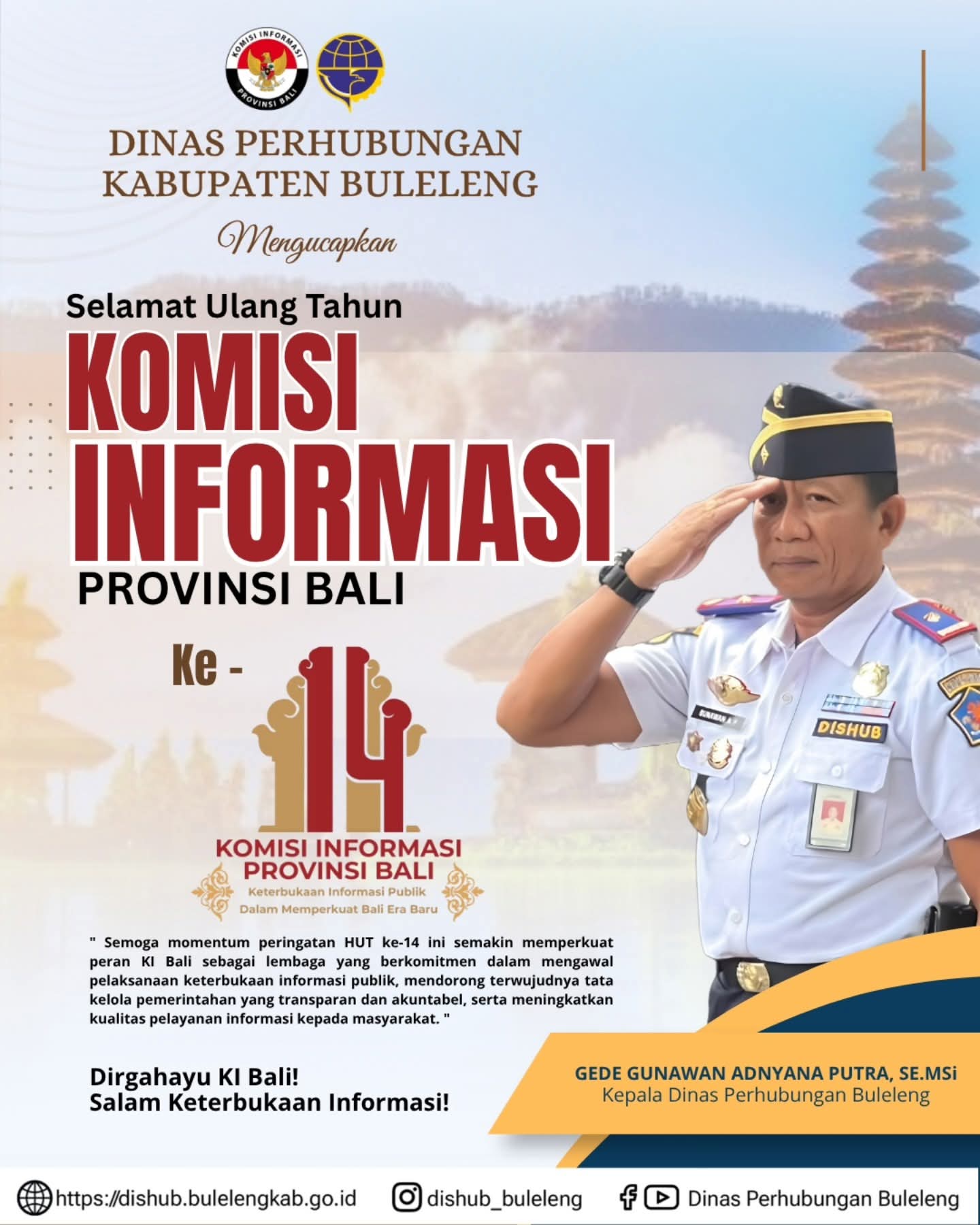 Hari Ulang Tahun ke-14 kepada Komisi Informasi Provinsi Bali.